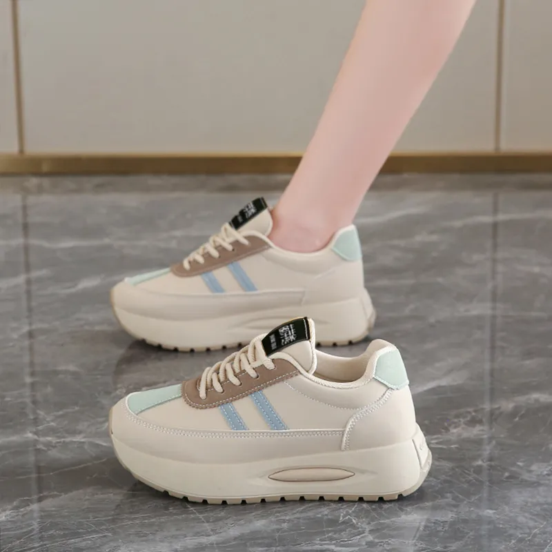 Budding Bear Slip Resistant, Abrasion Resistant, Lightweight, Height Increasing Low Top Casual Shoes Women's-22