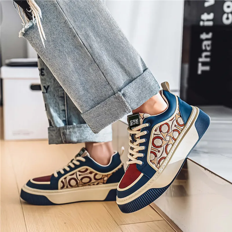 Budding Bear Slip Resistant, Abrasion Resistant, Breathable, Height Increasing Low Top Skateboard Shoes Men's Box-28