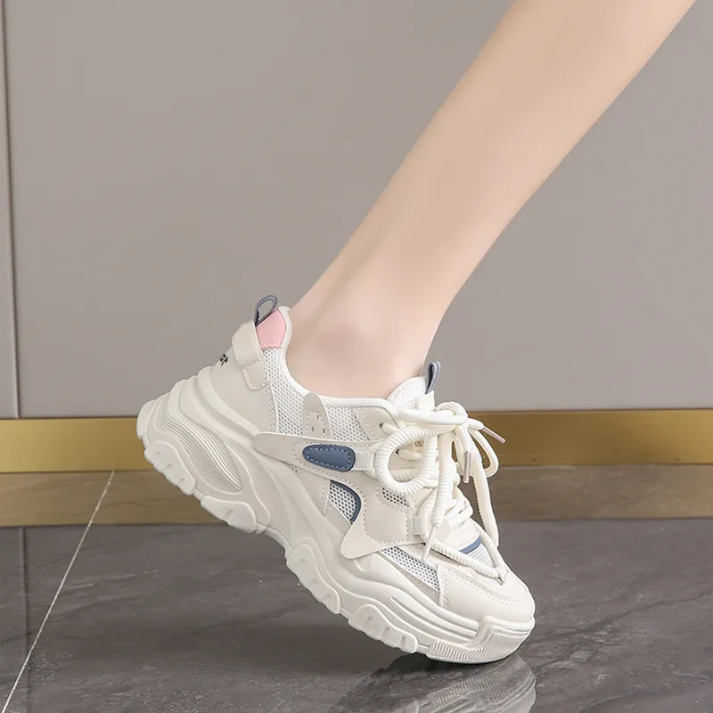 Budding Bear Slip Resistant, Breathable, Lightweight, Height Increasing Low Top Chunky Sneakers Women's-5