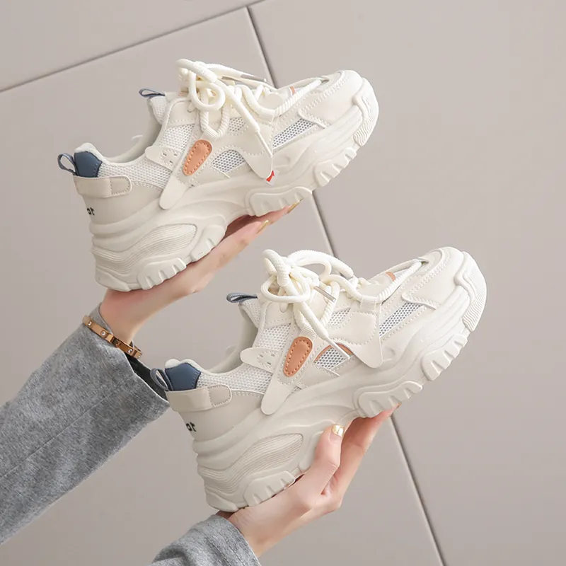 Budding Bear Slip Resistant, Breathable, Lightweight, Height Increasing Low Top Chunky Sneakers Women's-10