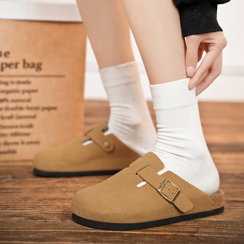 Budding Bear Cork Sole Quiet Odor Resistant Abrasion Resistant Slip Resistant Closed Toe Slippers Unisex-5
