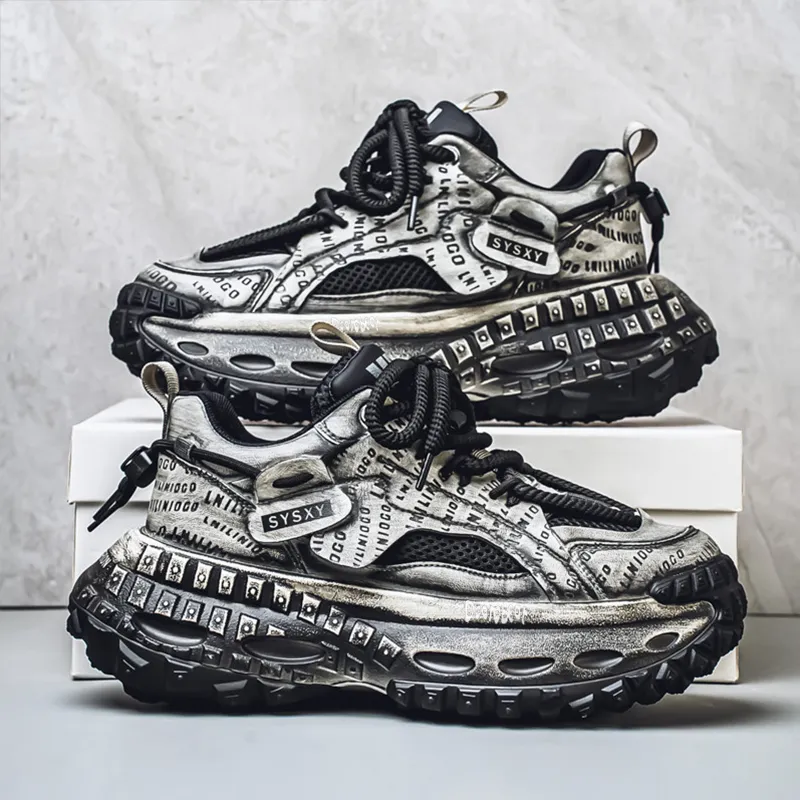 Budding Bear Anti Slip Wear Resistant Breathable Height Increasing Low Top Chunky Sneakers Men's Box-23