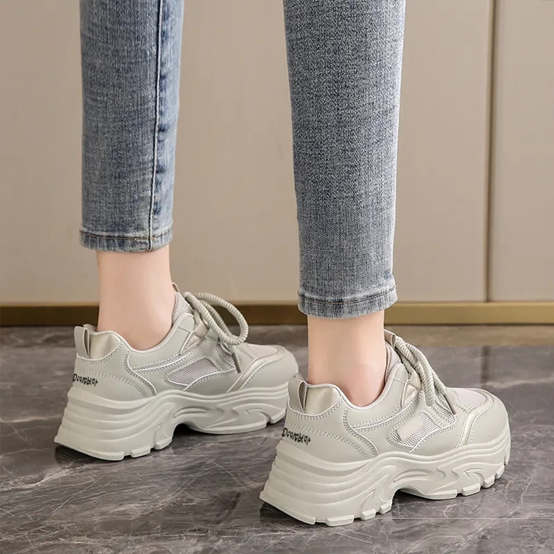 Budding Bear Anti-Slip Wear-Resistant Breathable Height Increasing Lightweight Low-Top Chunky Sneakers Women's Box-10
