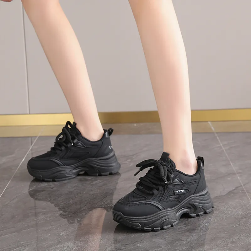 Budding Bear Anti-Slip Wear-Resistant Breathable Lightweight Height Increasing Low-Top Chunky Sneakers Women's Box-15