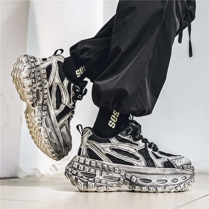 Budding Bear Anti-Slip Wear-Resistant Breathable Lightweight Height Increasing Low-Top Chunky Sneakers Men's-17