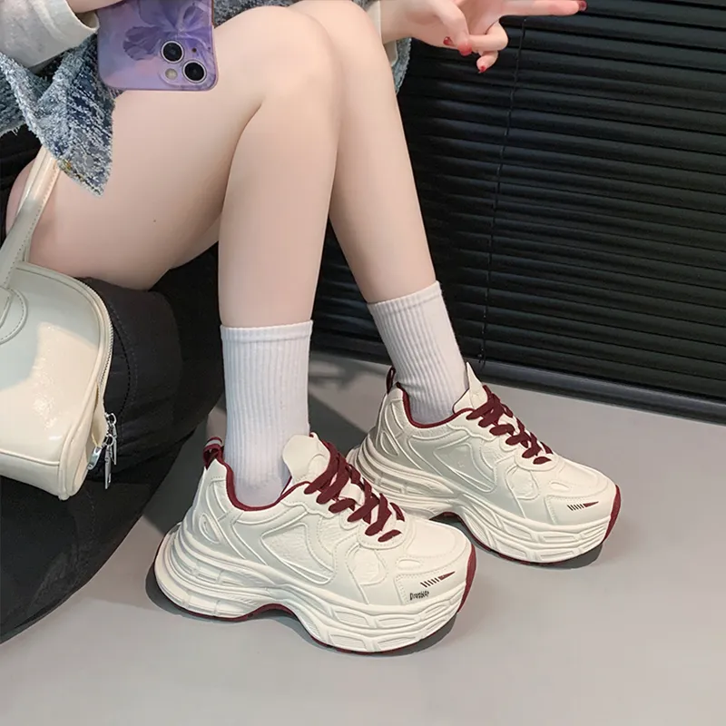Budding Bear Slip Resistant, Abrasion Resistant, Lightweight, Height Increasing Low Top Chunky Sneakers Women's-14
