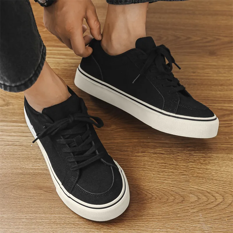 Budding Bear Anti Slip Wear Resistant Breathable Height Increasing Low Top Canvas Shoes Men's Box-17