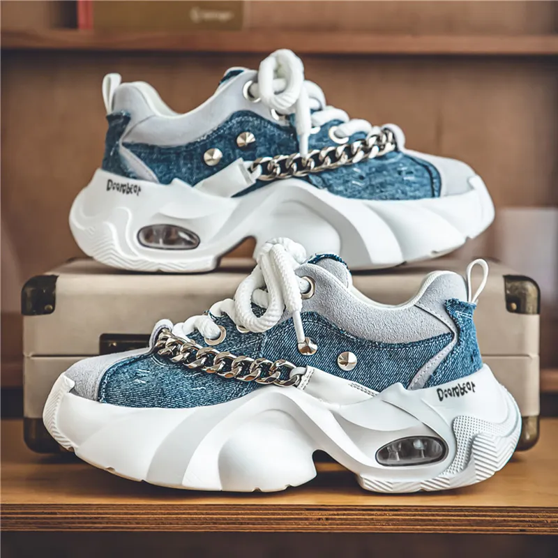 Budding Bear Slip Resistant, Abrasion Resistant, Lightweight, Height Increasing Low Top Chunky Sneakers Men's-14