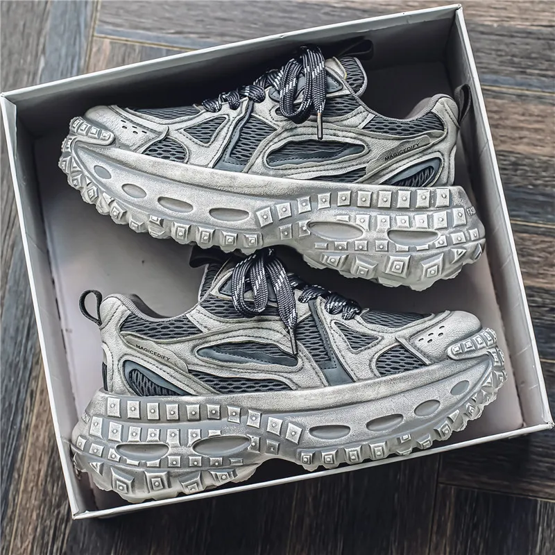 Budding Bear Anti-Slip Wear-Resistant Breathable Lightweight Height Increasing Low-Top Chunky Sneakers Men's-10