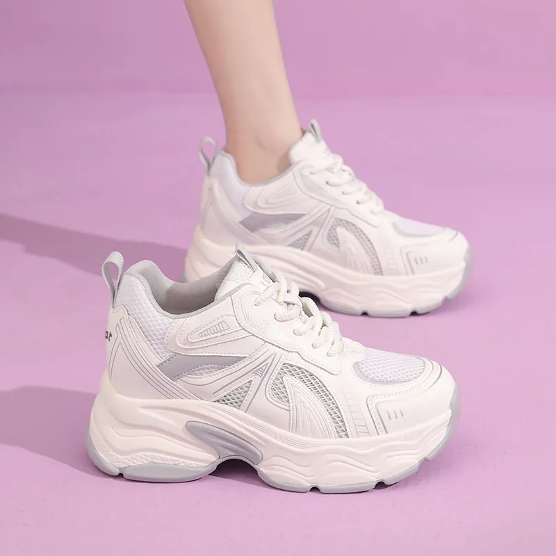 Budding Bear Breathable Lightweight Height Increasing Low Top Chunky Sneakers Women's-9
