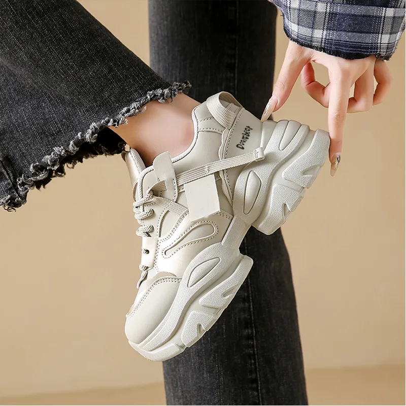 Budding Bear Slip Resistant, Abrasion Resistant, Lightweight, Height Increasing Low Top Chunky Sneakers Women's Box-11