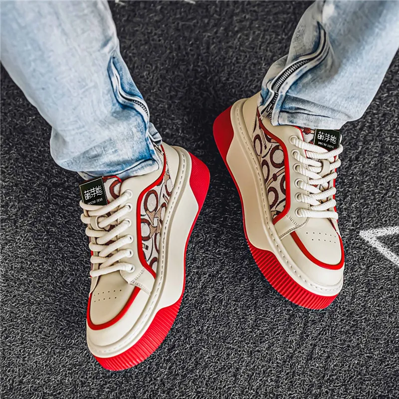 Budding Bear Slip Resistant, Abrasion Resistant, Breathable, Height Increasing Low Top Skateboard Shoes Men's Box-21