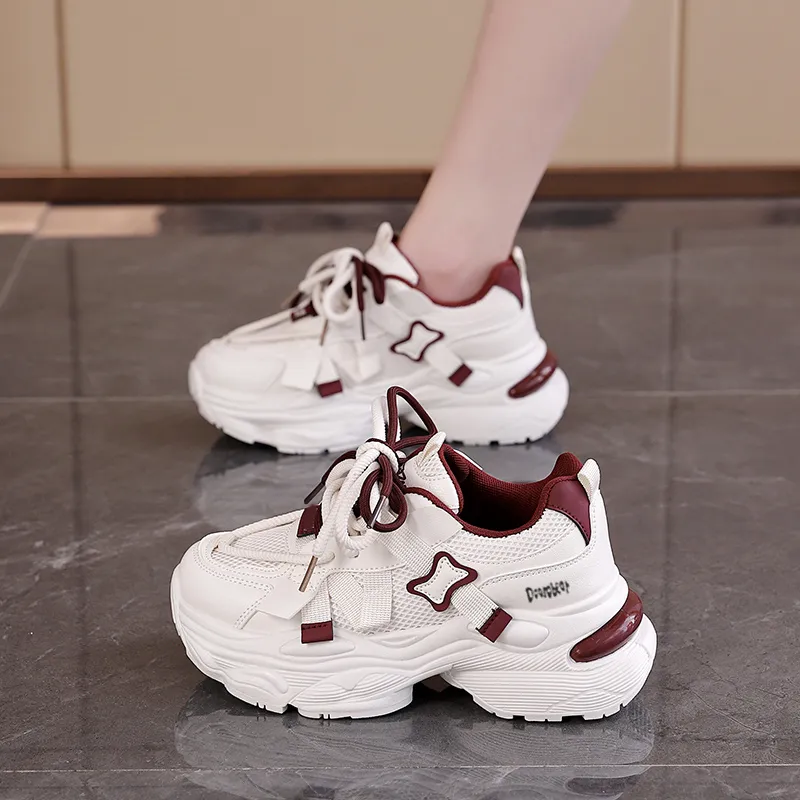 Budding Bear Anti-Slip Wear-Resistant Breathable Lightweight Height Increasing Low-Top Chunky Sneakers Women's Box-20