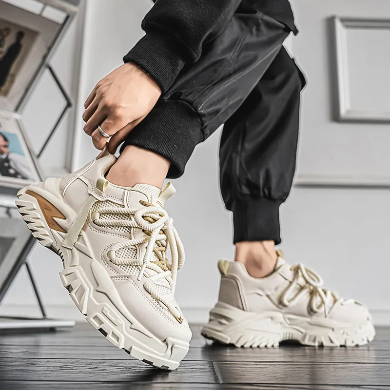 Budding Bear Anti Slip Wear Resistant Breathable Height Increasing Low Top Chunky Sneakers Men's Box-4