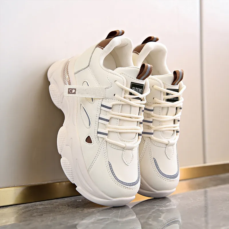 Budding Bear Slip Resistant, Abrasion Resistant, Lightweight, Height Increasing Low Top Chunky Sneakers Women's-17