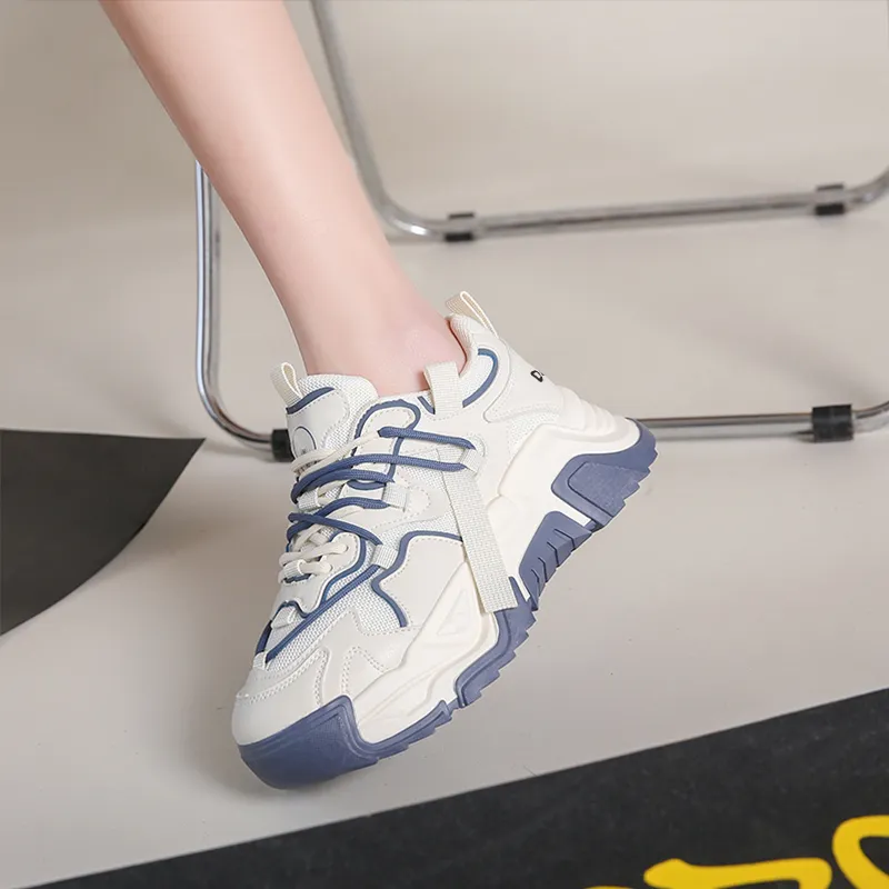 Budding Bear Anti-Slip Wear-Resistant Breathable Height Increasing Low-Top Chunky Sneakers Women's-27