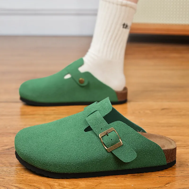 Budding Bear Cork Sole Quiet Odor Resistant Abrasion Resistant Slip Resistant Closed Toe Slippers Unisex-35