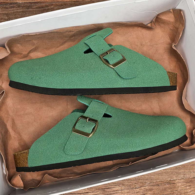 Budding Bear Cork Sole Quiet Odor Resistant Abrasion Resistant Slip Resistant Closed Toe Slippers Unisex-33