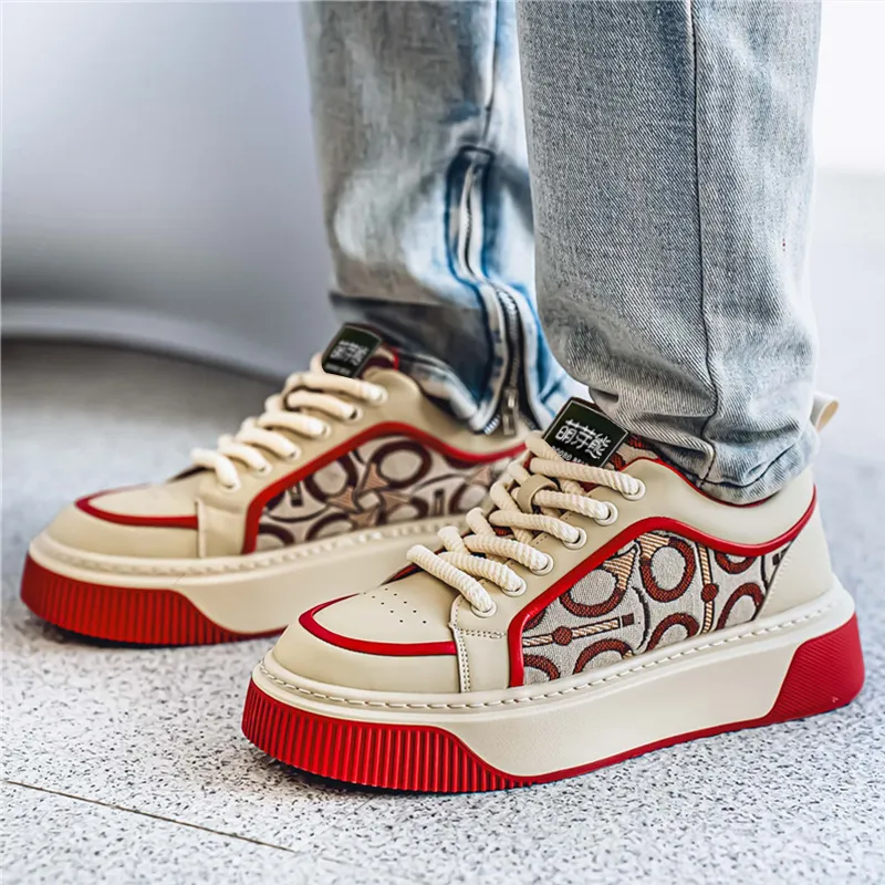 Budding Bear Slip Resistant, Abrasion Resistant, Breathable, Height Increasing Low Top Skateboard Shoes Men's Box-23