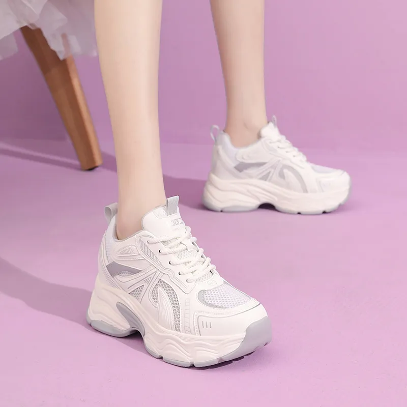 Budding Bear Breathable Lightweight Height Increasing Low Top Chunky Sneakers Women's-8