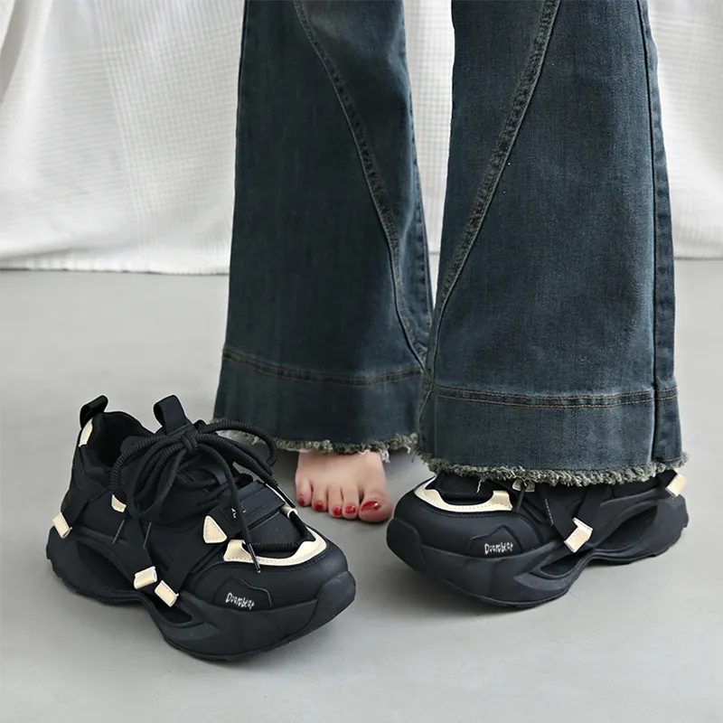 Budding Bear Slip Resistant, Abrasion Resistant, Lightweight, Height Increasing Low Top Chunky Sneakers Women's-5