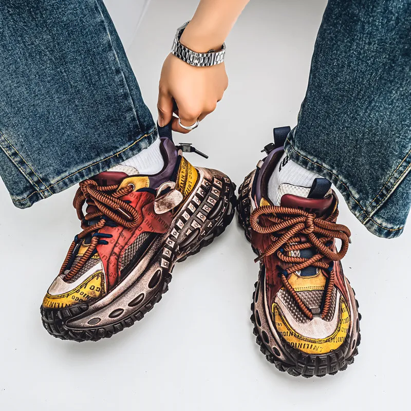 Budding Bear Anti Slip Wear Resistant Breathable Height Increasing Low Top Chunky Sneakers Men's Box-41