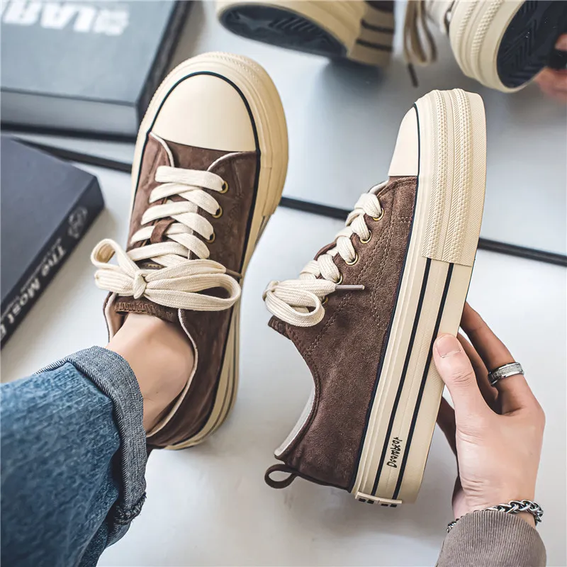 Budding Bear Height Increasing Abrasion Resistant Breathable Low Top Canvas Shoes Men's-4