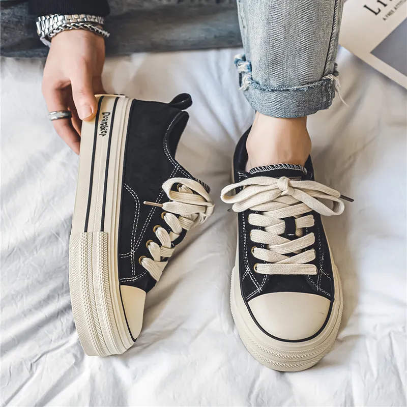 Budding Bear Height Increasing Abrasion Resistant Breathable Low Top Canvas Shoes Men's-17