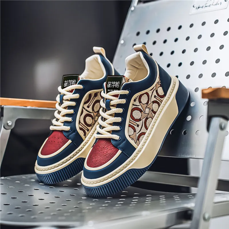 Budding Bear Slip Resistant, Abrasion Resistant, Breathable, Height Increasing Low Top Skateboard Shoes Men's Box-26