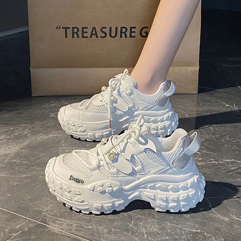 Budding Bear Slip Resistant, Abrasion Resistant, Breathable, Height Increasing Low Top Chunky Sneakers Women's-9