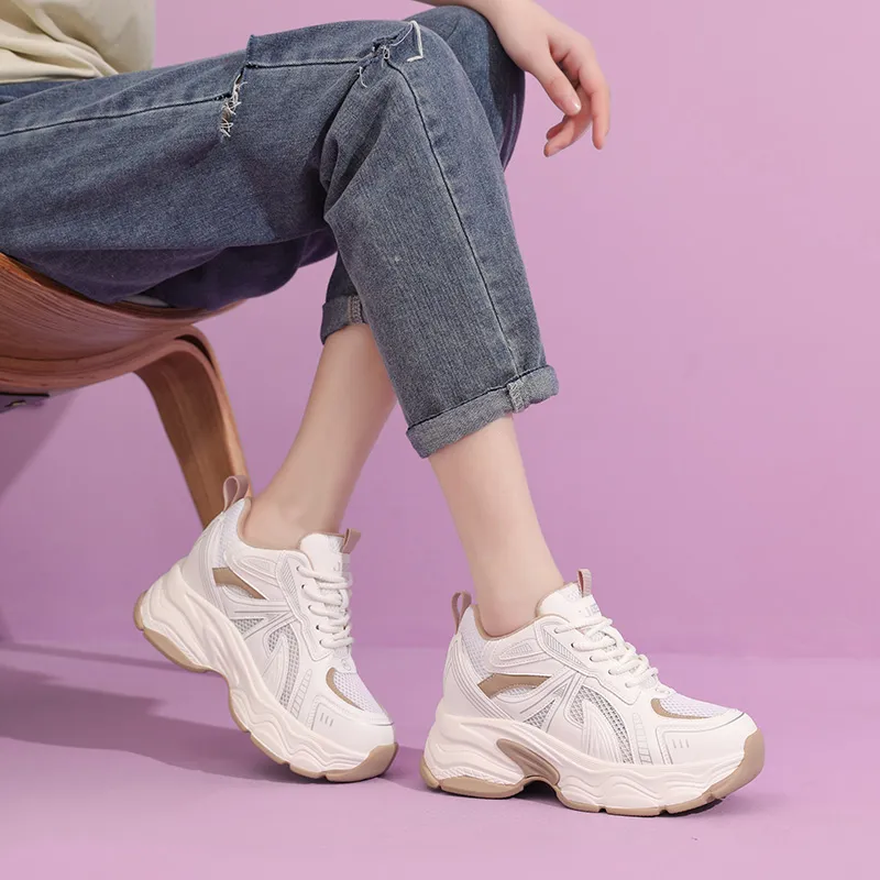 Budding Bear Breathable Lightweight Height Increasing Low Top Chunky Sneakers Women's-3