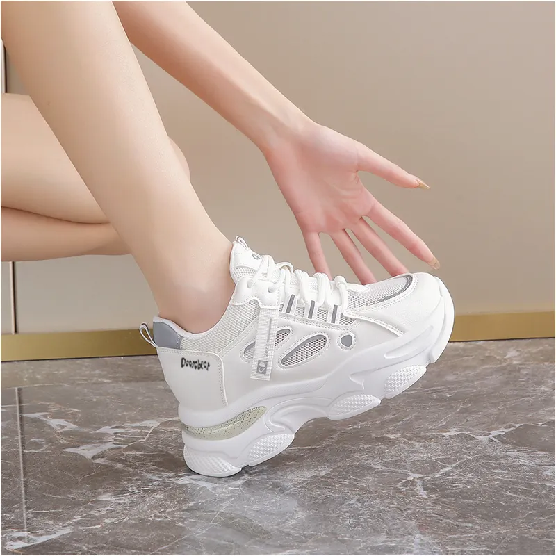 Budding Bear Anti Slip Wear Resistant Breathable Lightweight Height Increasing Low Top Chunky Sneakers Women's Box-9
