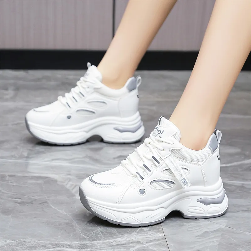 Budding Bear Anti-Slip Wear-Resistant Breathable Height Increasing Low-Top Chunky Sneakers Women's Box-9