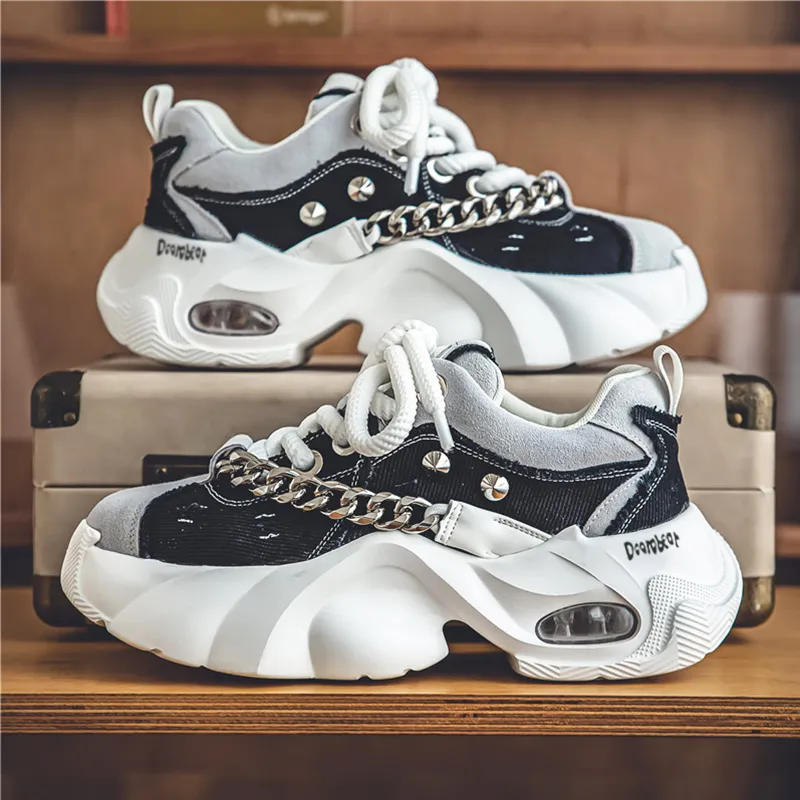 Budding Bear Slip Resistant, Abrasion Resistant, Lightweight, Height Increasing Low Top Chunky Sneakers Men's-8