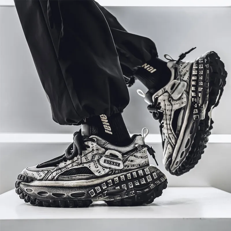 Budding Bear Anti Slip Wear Resistant Breathable Height Increasing Low Top Chunky Sneakers Men's Box-5