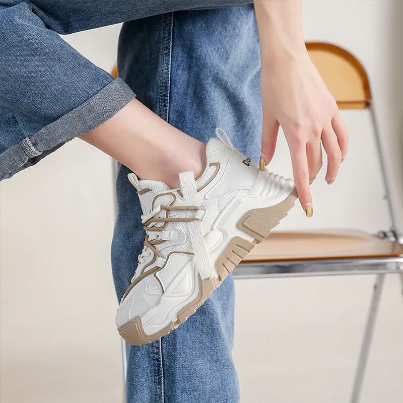 Budding Bear Anti-Slip Wear-Resistant Breathable Height Increasing Low-Top Chunky Sneakers Women's-33