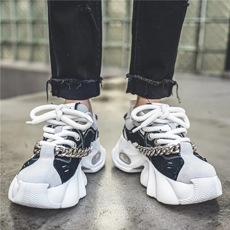 Budding Bear Slip Resistant, Abrasion Resistant, Lightweight, Height Increasing Low Top Chunky Sneakers Men's-10