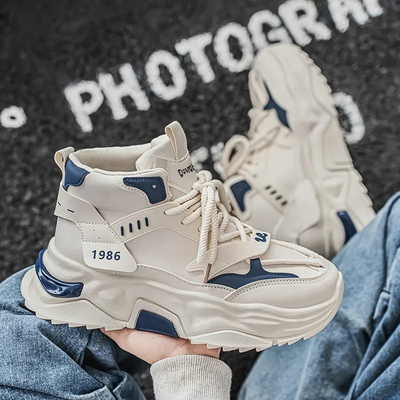 Budding Bear Slip Resistant, Abrasion Resistant, Lightweight, Height Increasing High Top Chunky Sneakers Men's-4