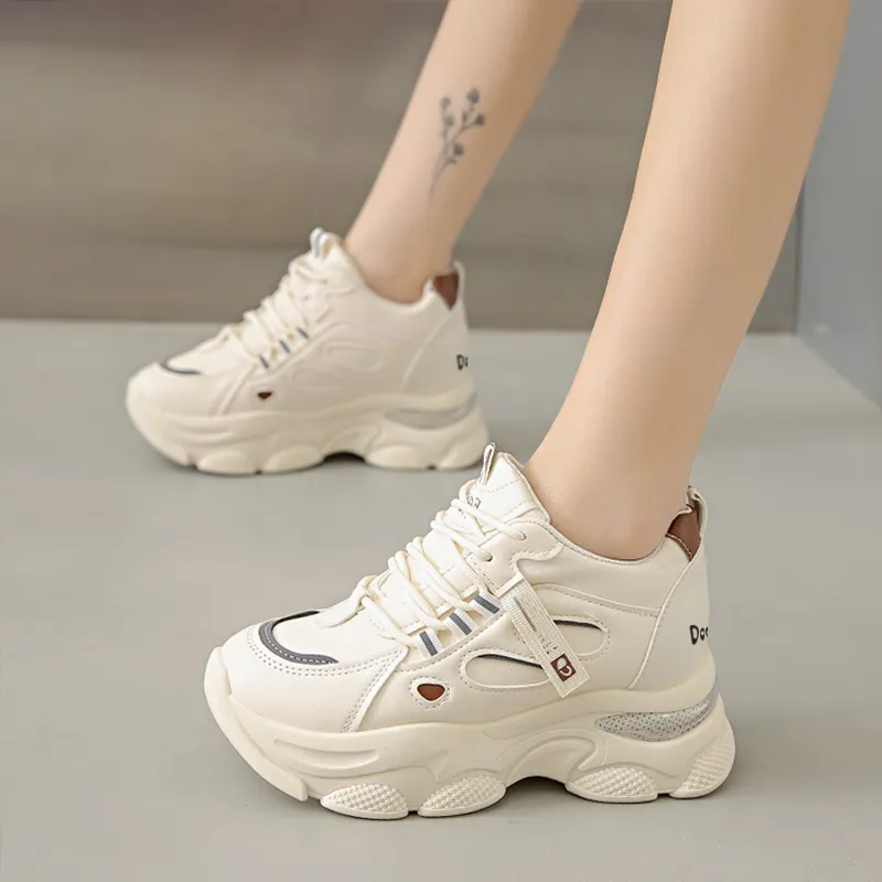 Budding Bear Chunky Sneakers Women's Mid Top Khaki-14