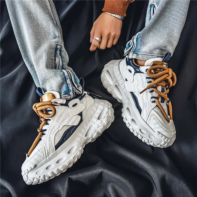 Budding Bear Slip Resistant, Abrasion Resistant, Breathable, Height Increasing Low Top Chunky Sneakers Men's-5
