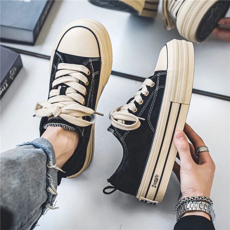 Budding Bear Height Increasing Abrasion Resistant Breathable Low Top Canvas Shoes Men's-16