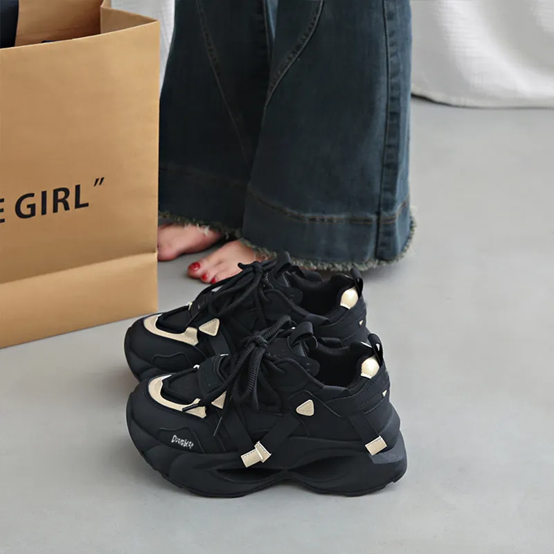 Budding Bear Slip Resistant, Abrasion Resistant, Lightweight, Height Increasing Low Top Chunky Sneakers Women's-21