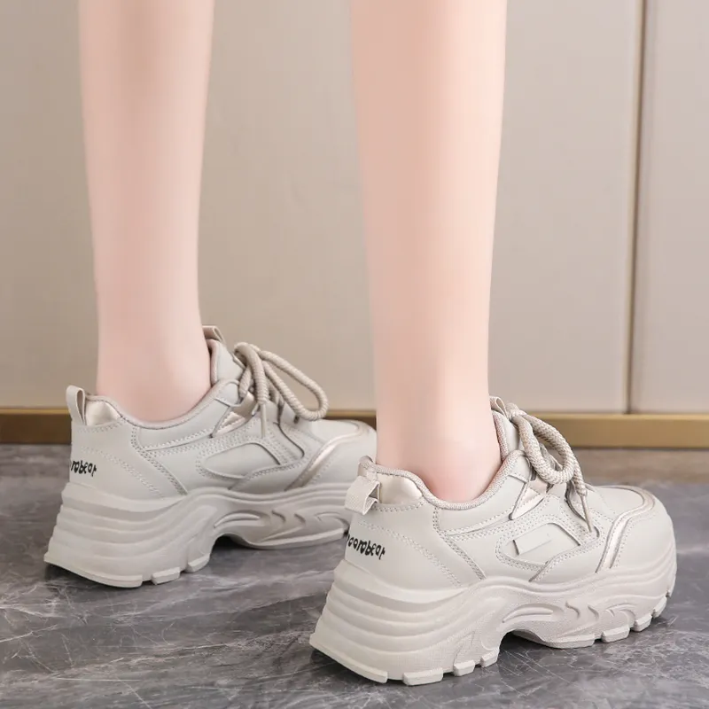 Budding Bear Anti-Slip And Wear-Resistant Lightweight Height Increasing Low-Top Chunky Sneakers Women's-6