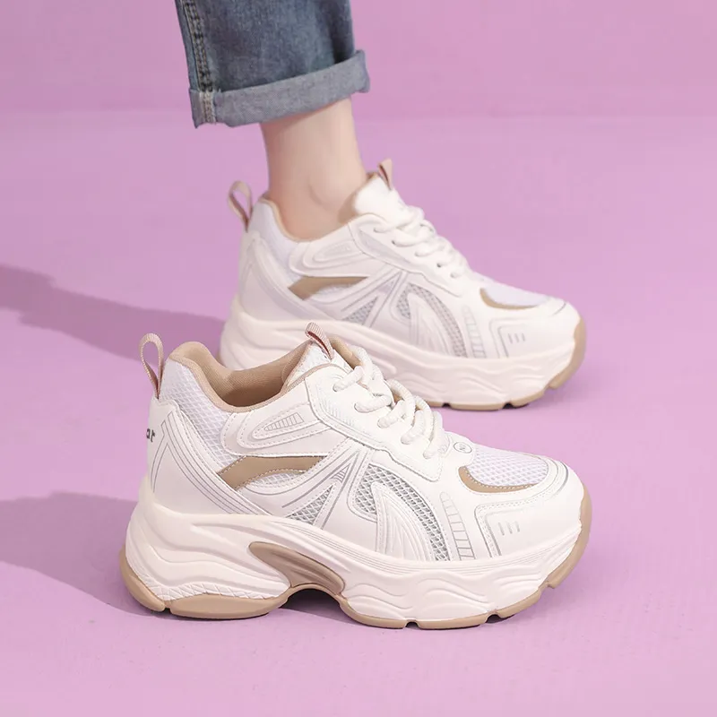 Budding Bear Breathable Lightweight Height Increasing Low Top Chunky Sneakers Women's-4