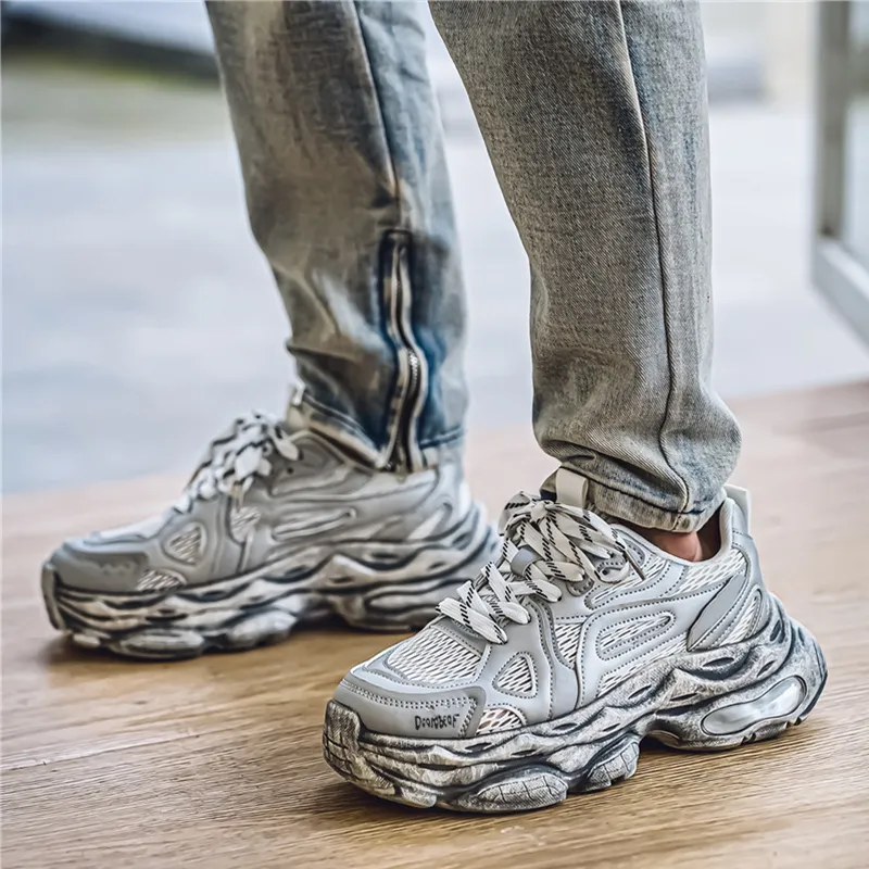 Budding Bear Anti-Slip Wear-Resistant Breathable Height Increasing Low-Top Chunky Sneakers Men's-9