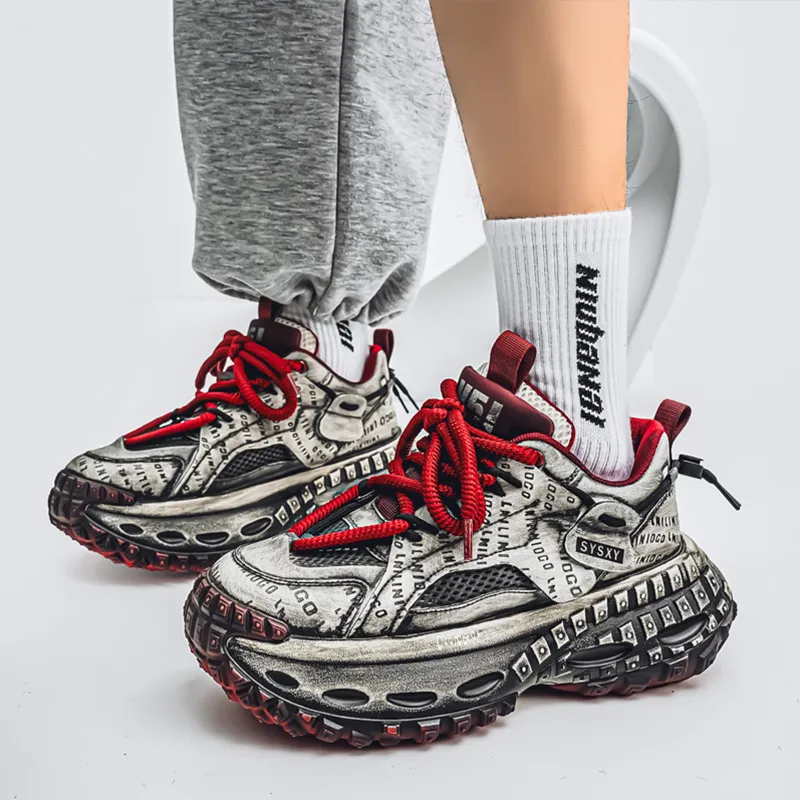 Budding Bear Anti Slip Wear Resistant Breathable Height Increasing Low Top Chunky Sneakers Men's Box-31