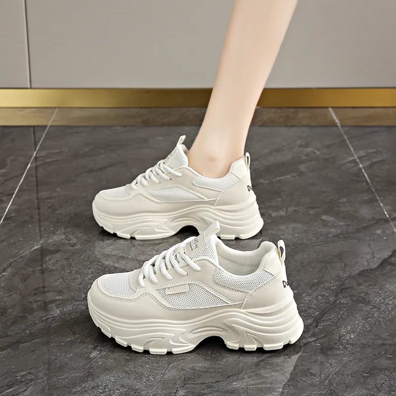Budding Bear Anti-Slip Wear-Resistant Breathable Lightweight Height Increasing Low-Top Chunky Sneakers Women's-8