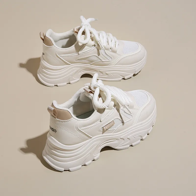 Budding Bear Anti-Slip Wear-Resistant Breathable Lightweight Height Increasing Low-Top Chunky Sneakers Women's Box-17