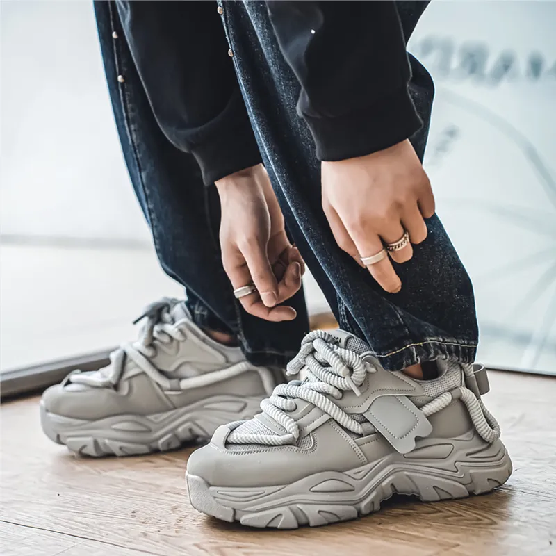 Budding Bear Anti-Slip Wear-Resistant Waterproof Breathable Height Increasing Low-Top Chunky Sneakers Men's Box-29