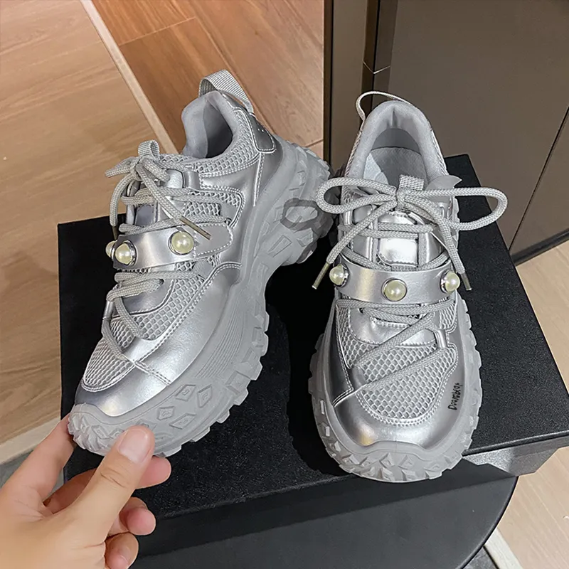 Budding Bear Slip Resistant, Abrasion Resistant, Breathable, Height Increasing Low Top Chunky Sneakers Women's-16